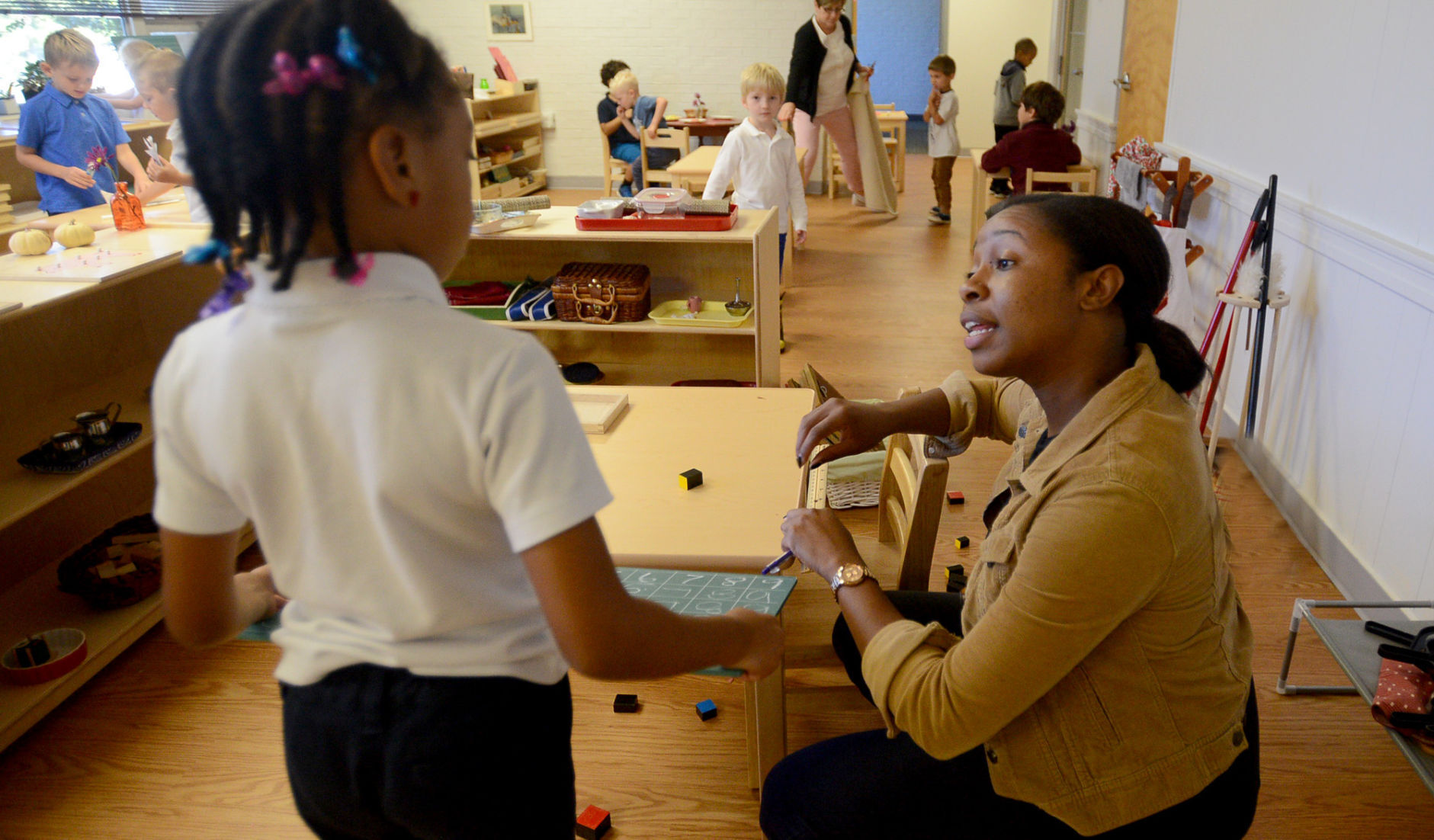 Students and teachers at Moore Montessori Community School in October 2018.